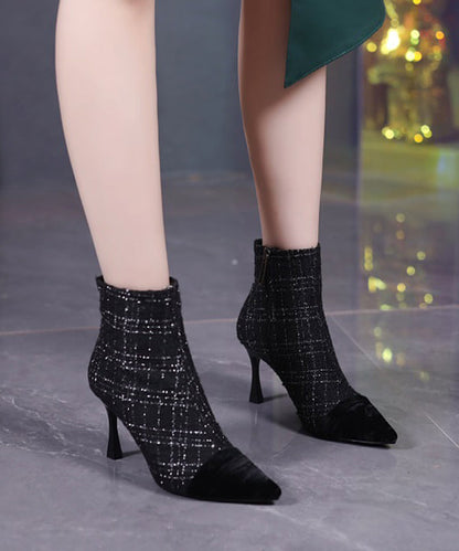 Pink Classy Splicing High Heel Boots Pointed Toe TP012