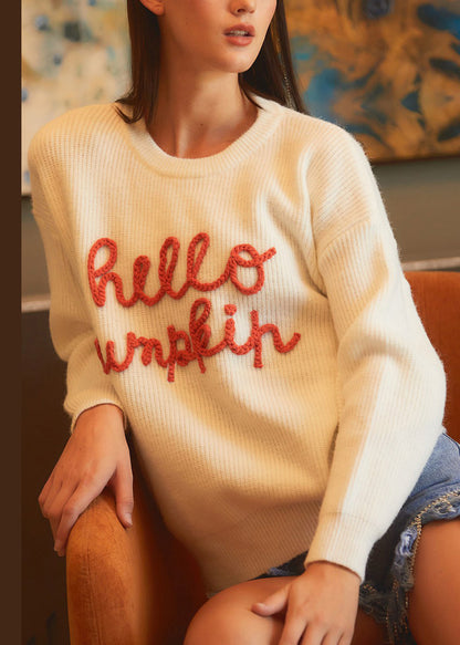 Einfache beige Buchstaben aushöhlen gemütliche Strickpullover Herbst AE1011