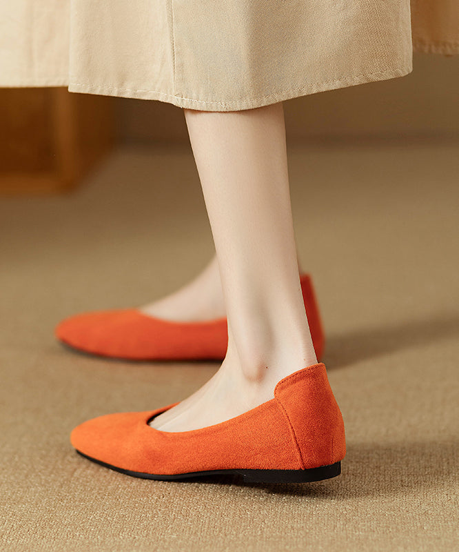 Simple Comfortable Flats Penny Loafers Orange Suede QK033