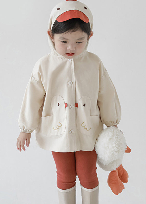 Manteau à capuche simple à imprimé rose pour fille Automne QV034