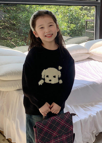 Style Black Patchwork Warm Cotton Knit Kids Sweater Tops Spring TP027