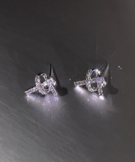 Boucles d'oreilles à tige élégantes en argent sterling et zircon Love GH1006