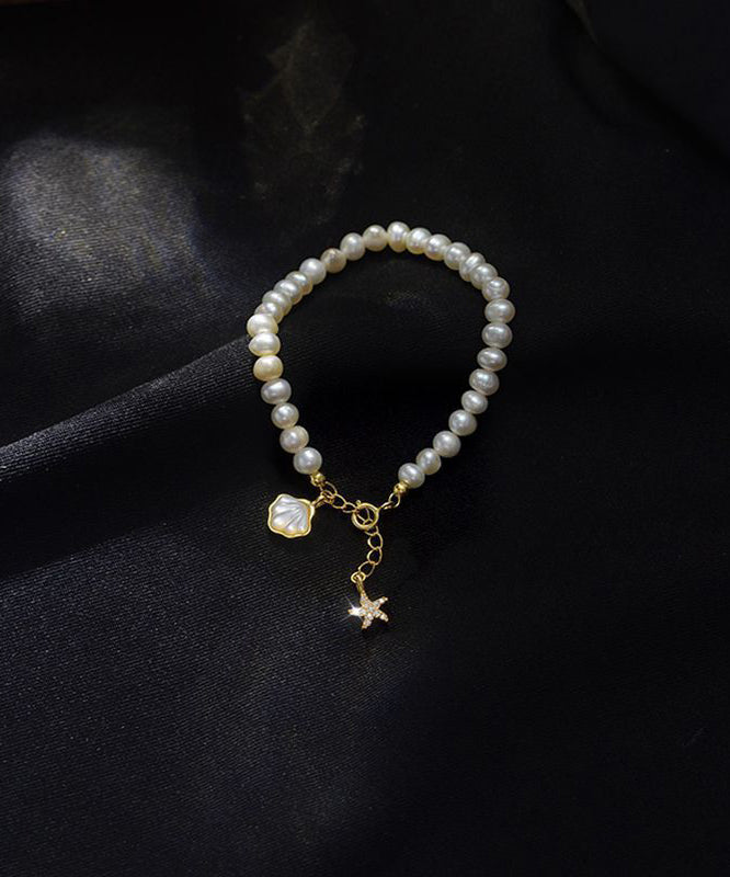 Stylish White Sterling Silver Alloy Zircon Pearl Shell Starfish Tassel Charm BraceletFine Silk Sterling Silver Broken Silver Gypsophila Necklace ET003