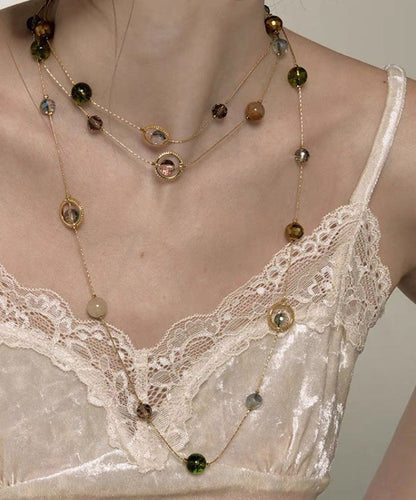 Unique Gold Metal Alloy Pearl Gypsophila Gratuated Bead Necklace YR007