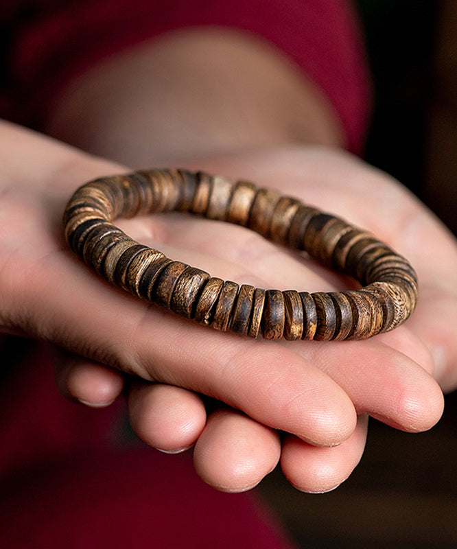 Bracelet vintage en perles marron fait main QI062