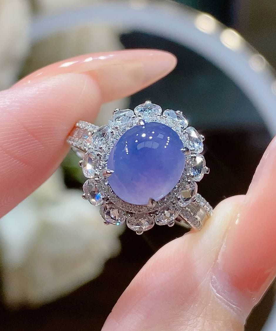 Vogue Purple Alloy Zircon Gem Stone Rings AC1074