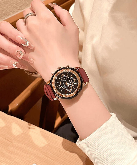 Vogue Purple Stainless Steel Sapphire Crystal Patchwork Dermis Zircon Hollowed Out Watch QU010