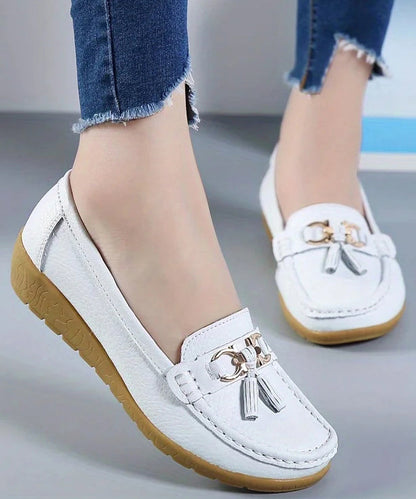 Weiße Casual Splicing Bequeme Loafer Schuhe UU006