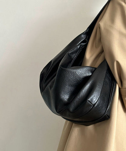 Damen Handtasche aus Kunstleder mit großem Fassungsvermögen, Schwarz, WI036