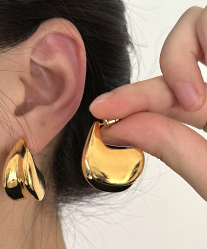 Women Gold Sterling Silver Overgild C Shaped Stud Earrings QQ012