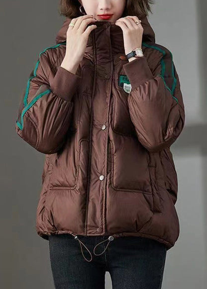 Women Green Zip Up Pockets Fine Cotton Filled Hooded Jackets Winter TD037