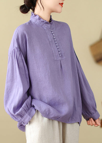 Women Lavender Oversized Cotton Top Spring TM016