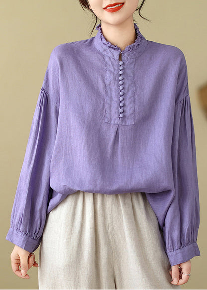 Women Lavender Oversized Cotton Top Spring TM016