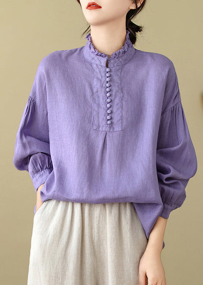 Women Lavender Oversized Cotton Top Spring TM016