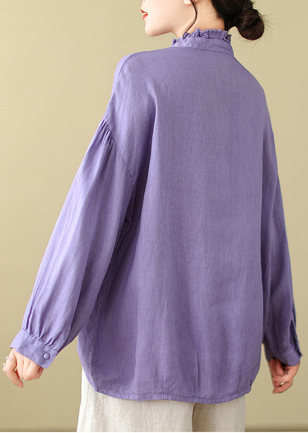 Women Lavender Oversized Cotton Top Spring TM016