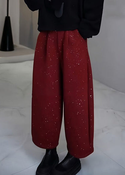 Women Mulberry Sequins Woolen Pants Spring YO009