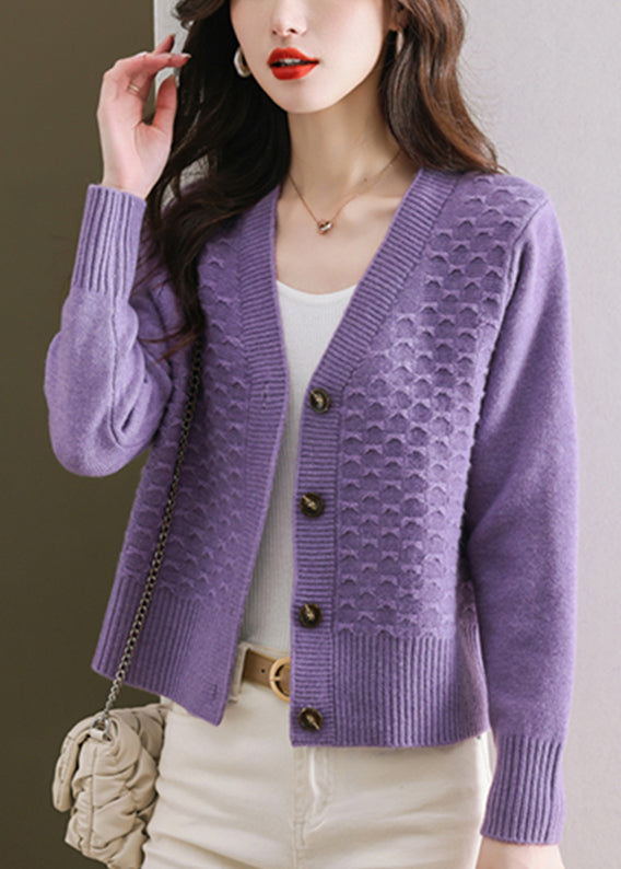 Women Orange V Neck Button Wool Knit Cardigan Winter ER021