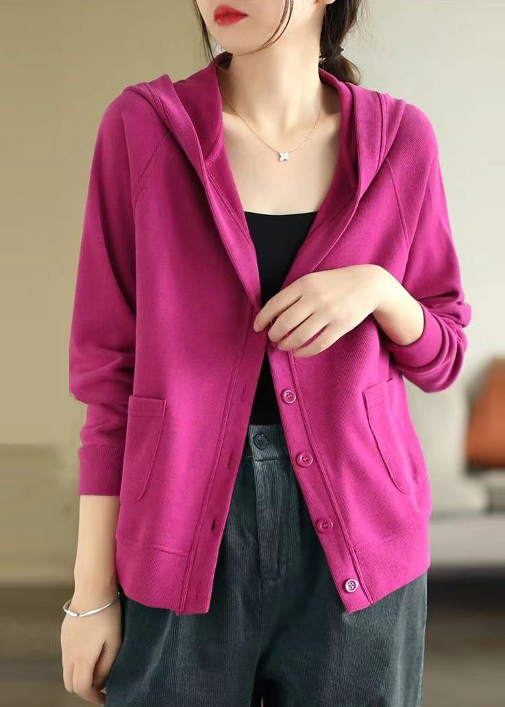 Women Rose Hooded Cotton Coats Spring TJ018