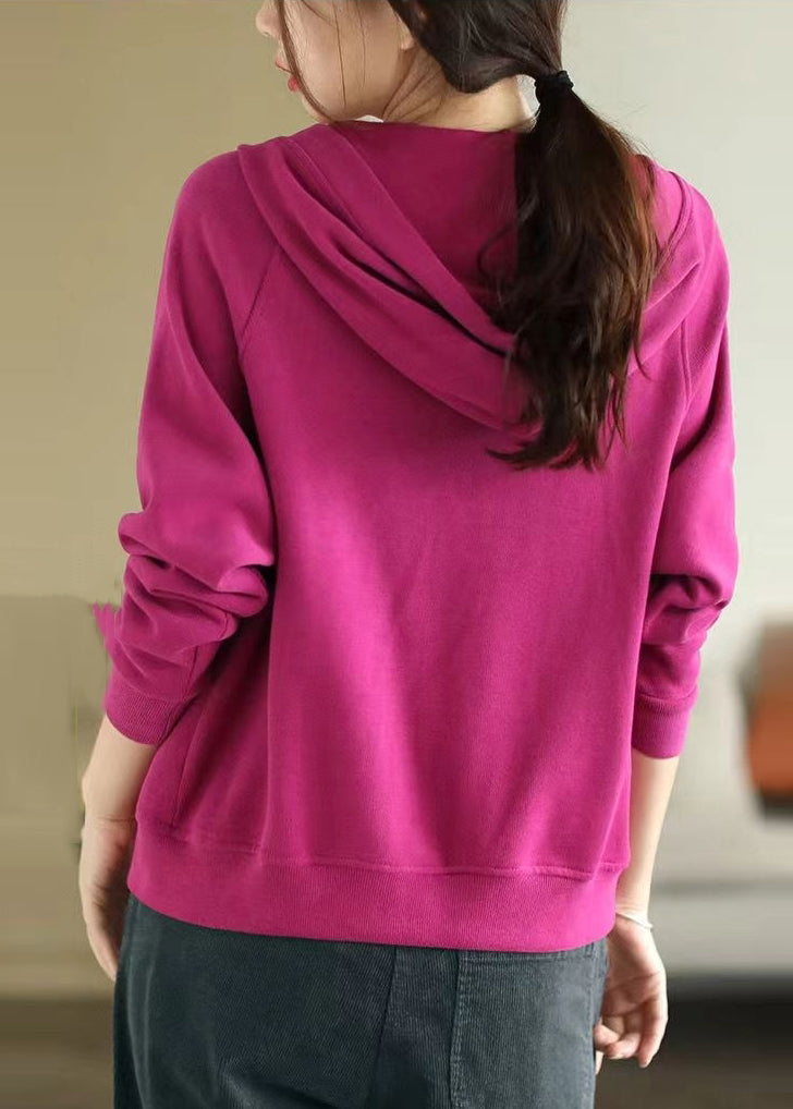 Women Rose Hooded Cotton Coats Spring TJ018