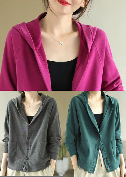 Women Rose Hooded Cotton Coats Spring TJ018