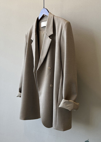 Manteau de costume italien gris café avec poches crantées automne WD012