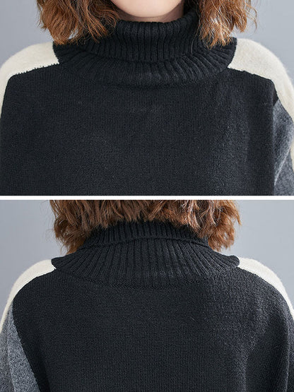 Pull en tricot à manches longues et col montant gris élégant AN1043 