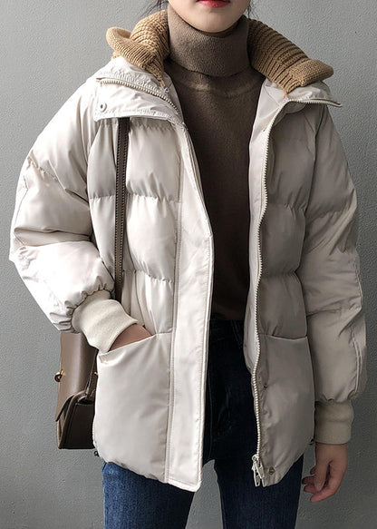 Manteau d'hiver en coton fin avec poches à capuche beige biologique AF1070 